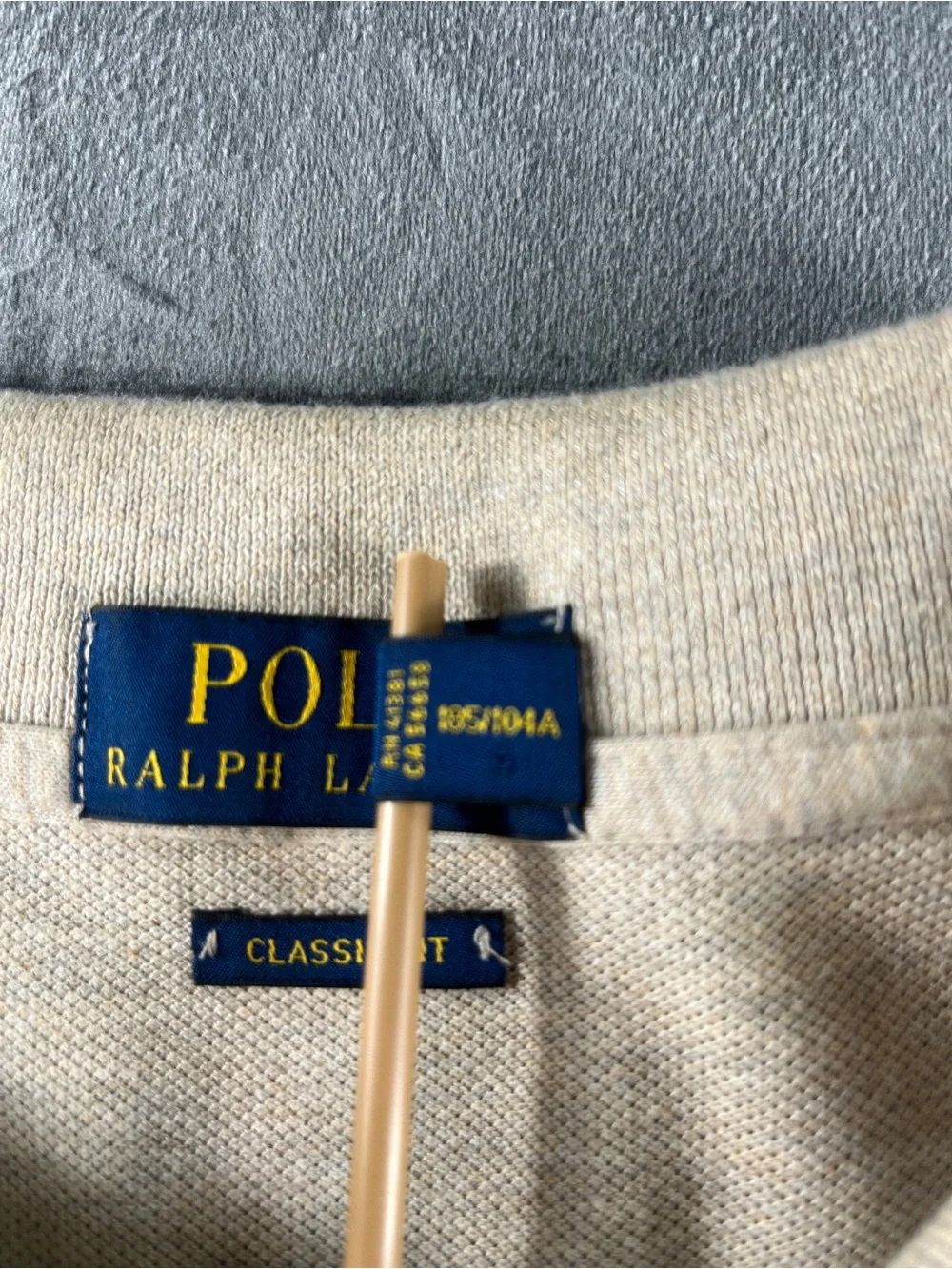 Ralph Lauren Long Sleeve Polo Shirt in Light‎ Beige w/ Brown Pony Preppy Size XL